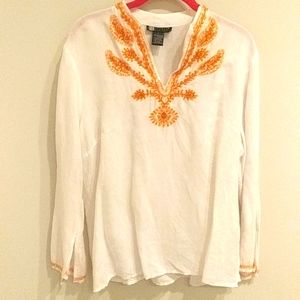 Beaded linen tunic